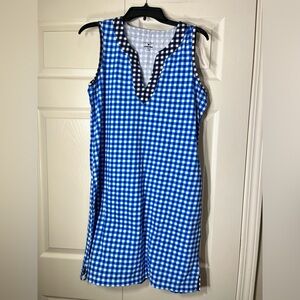 Draper James Lands End Dress Women's Medium Blue Shift Sleeveless Gingham